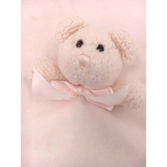 Bearington Collection Pink Fleece Satin Lovey Teddy Bear Rattle ABC Block Plush - Picture 2 of 9
